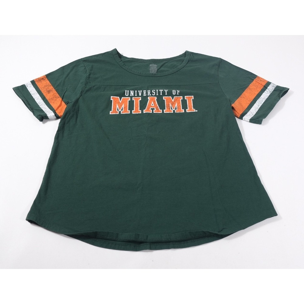 National Collegian T-Shirt Women XL Green University Of Miami Hurricanes Graphic